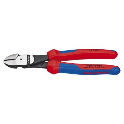 KNP7402200 image(0) - KNIPEX 8" HIGH LEVERAGE DIAGONAL CUTTERS-COMFORT GRIP