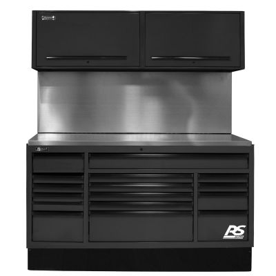 HOMBKCTS72001 image(0) - 72 in. CTS Centralized Tool Storage with Solid Back Splash Set, Black