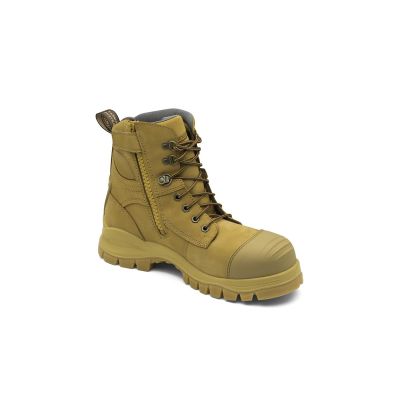 BLU992-060 image(0) - Blundstone Steel Toe Lace Up Side Zip, Water Resistant, Bump Cap, Wheat, AU size 6, US size 7