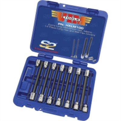 VIMHXL100 image(0) - VIM TOOLS 14-Piece 3/8 in. Square Drive Fractional SAE Extra Long Hex and Ball Hex Driver Set