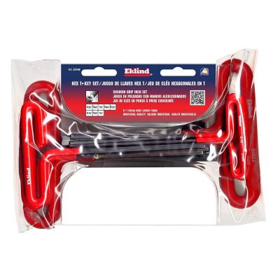 EKL53168 image(0) - Eklind Tool Company HEX KEY SET 8 PC T-HANDLE 6IN. SAE 3/32-1/4IN.CUSH