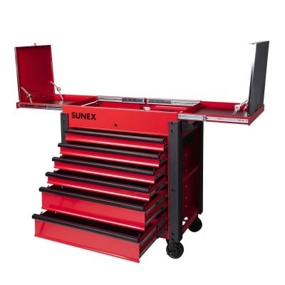 SUN8035XTFD image(0) - 6-Drawer Slide Top Service Cart, Red