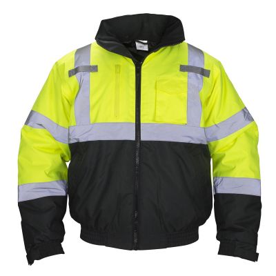 SAS690-1509 image(0) - SAS Safety Class-3 Hooded Reflective Yellow Bomber Jacket, Large