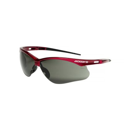 SRW50016 image(0) - Jackson Safety Jackson Safety - Safety Glasses - SG Series - Smoke Lens - Red Frame - Hardcoat Anti-Scratch - Outdoor