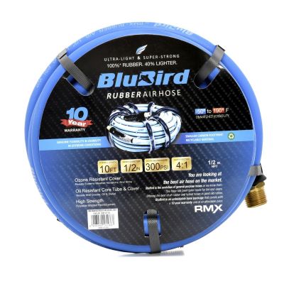 BLBBB1210 image(0) - BluBird BluBird Rubber Air Hose 1/2 in. x 10 ft.