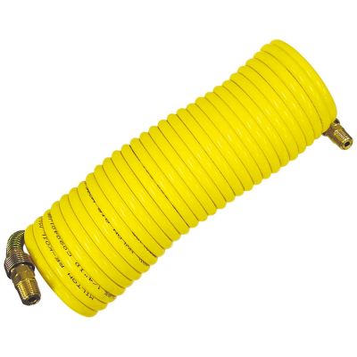 MIL1669 image(0) - Milton Industries 1/4 in. x 25 ft. Nylon Re-Koil Air Hose, Yellow