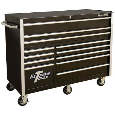 EXTRX552512RCBKCR-X image(0) - Extreme Tools RX Series 12 Drawer Roller Cabinet Black w Chrome Drawer Pulls