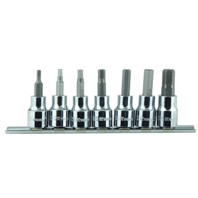 KTI22970 image(0) - K Tool International SOC HEX BIT SET 3/8" DR 7 PC. SAE