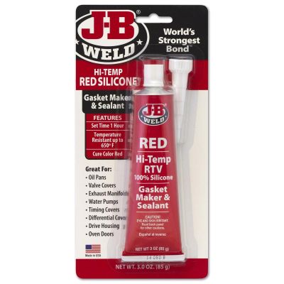 JBW31314 image(0) - J-B Weld 31314 High Temperature RTV Silicone Gasket Maker and Sealant - Red - 3 oz.