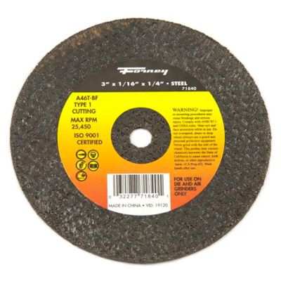 FOR71840-5 image(0) - Forney Industries CUT-OFF WHEEL, METAL, TYPE 1 (FLAT), 3 IN X 1/16 IN X 1/4 IN 5 PK
