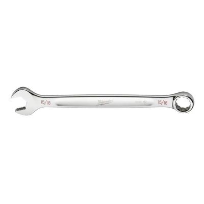 MLW45-96-9430 image(0) - Milwaukee Tool 15/16" SAE Combination Wrench, 12-Point, Steel, Chrome, Ergonomic, I-Beam Handle