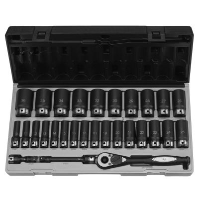 GRE82629MD image(0) - Grey Pneumatic 1/2" Dr. 29pc Metric Deep Duo-Socket Set - 6 Pt.