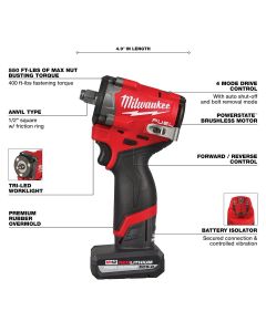 MLW2563-22 image(3) - Milwaukee Tool M12 FUEL Stubby 1/2" Impact Wrench Kit