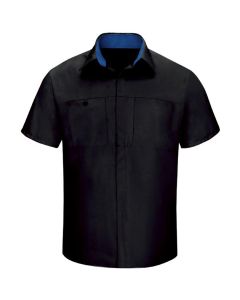 VFISY42BR-SS-5XL image(0) - Workwear Outfitters Men's Short Sleeve Perform Plus Shop Shirt w/ Oilblok Tech Black/Royal Blue, 5XL