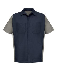 VFISY20NG-SS-L image(0) - Workwear Outfitters Men's Short Sleeve Two-Tone Crew Shirt Navy/Grey, Large