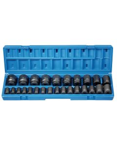 GRE1726M image(0) - Grey Pneumatic 26 PC 1/2" DR 12 POINT STANDARD LENGTH METRIC SET