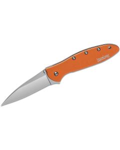 KER1660ORX image(0) - Kershaw Leek Assisted Open Liner Lock Drop Point Blade EDC Folding Pocket Knife - Color Orange