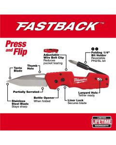 MLW48-22-1540 image(3) - Milwaukee Tool FASTBACK 5in1 Folding Knife