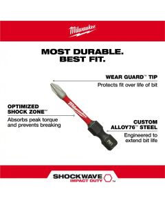 MLW48-32-4683 image(2) - Milwaukee Tool T15 TORX SHOCKWAVE Impact 2" Power Bits (5 pk)