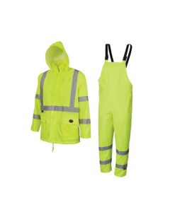 SRWV1080360U-3XL image(0) - Pioneer Pioneer - 150D Oxford Poly/PVC Waterproof Rainsuit - Hi-Viz Yellow/Green - Size 3XL