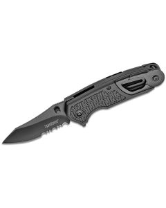 KER8100 image(2) - Kershaw Funxion EMT-Serrated Assisted Open LIner Lock Drop Point Blade Rescue Folding Pocket Knife - Black