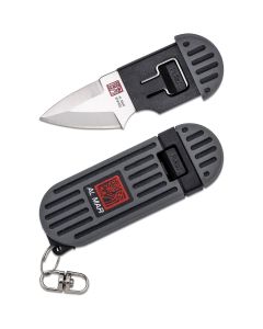 SUNAMK1001GYBKBL image(0) - SUNEX Al Mar Stringer D2 Wedge Blade Keychain Knife in Blister Card - Grey/Black