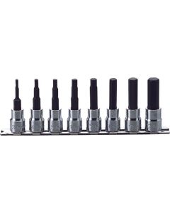 KKNRS3010M-8-L38 image(0) - Ko-ken USA RS3010M/8-L38 3/8 Sq. Dr. Bit Socket set  3mm-12mm Hex 200mm  8 pieces