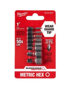 MLW48-32-4617 image(0) - Milwaukee Tool Shockwave 1" METRIC HEX Impact Bit Set 8pc