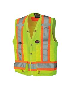 SRWV1010141U-S image(0) - Pioneer Pioneer - Woven 150D Multi-Pocket Surveyor Vest - Hi-Vis Yellow/Green - Size Small