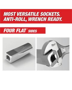 MLW45-34-9093 image(2) - Milwaukee Tool 3/8" Drive 9mm  Metric 6-Point Deep Socket with FOUR FLAT Sides, Vanadium Steel, Chrome