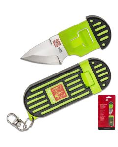 SUNAMK1001BKGBL image(0) - SUNEX Al Mar Stringer D2 Wedge Blade Keychain Knife in Blister Card - Green/Black