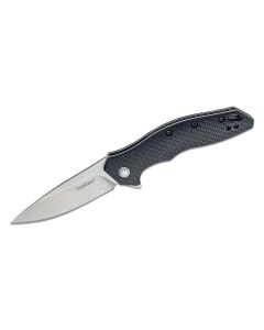 KER1845 image(0) - Kershaw Shoreline Assisted Open Liner Lock Drop Point Blade EDC Folding Pocket Knife with Stonewashed Finish- Black