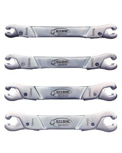 SRRRLW400 image(0) - S.U.R.&R. RLW400 Ratcheting Line Wrench Set of 4 with 4-Slot Pouch- SAE/Metric