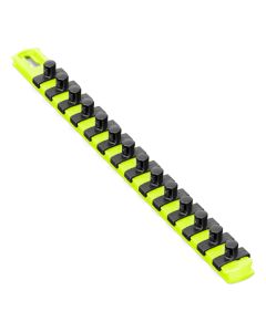 ERN8438HV image(1) - Ernst Mfg. 13&rdquo; Socket Organizer with 14 Twist Lock Clips - HI-VIZ - 3/8&rdquo;