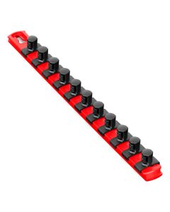 ERN8416 image(1) - Ernst Mfg. 13&rdquo; Socket Organizer with 11 Twist Lock Clips - Red - 1/2&rdquo;