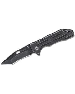 KER1302BW image(0) - Kershaw Lifter Assisted Open Frame Lock American Tanto with Recurve Blade EDC Folding Pocket Knife with BlackWash Finish - BlackWash