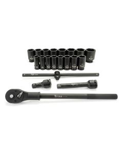 TIT44001 image(0) - Titan 20 pc. 3/4 in. Dr 6 pt. SAE Impact Socket Set