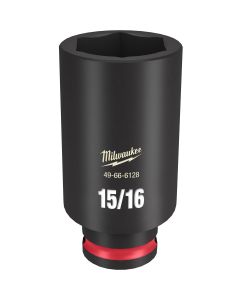 MLW49-66-6128 image(0) - Milwaukee Tool SHOCKWAVE Impact Duty  3/8"Drive 15/16" Deep 6 Point Socket