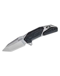 KER1401 image(0) - Kershaw Jetpack Assisted Open Liner Lock American Tanto Blade EDC Folding Pocket Knife with Stonewashed Finish - Silver/Black