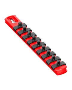 ERN8410 image(0) - Ernst Mfg. 8&rdquo; Socket Organizer and 9 Socket Clips - Red - 1/4&rdquo;