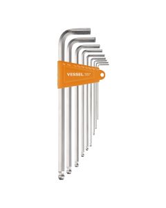 VES8309BPLINU image(0) - Vessel Tools Ball Point Hex L-Key Wrench (Long Type) (Inch) 9PC. Set No.8309BP-LINU