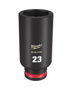 MLW49-66-6164 image(0) - Milwaukee Tool SHOCKWAVE Impact Duty  3/8"Drive 23MM Deep 6 Point Socket