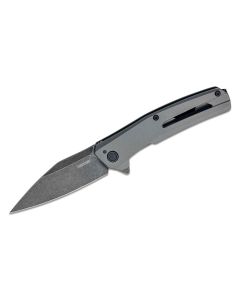 KER1404 image(1) - Kershaw Flyby Assisted Open Frame Lock Wharncliffe Blade EDC Folding Pocket Knife with BlackWash Finish - Gray