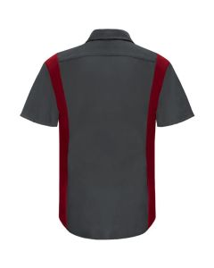 VFISY42CF-SS-XXL image(0) - Workwear Outfitters Men's Short Sleeve Perform Plus Shop Shirt w/ Oilblok Tech Charcoal/ Red, XXL