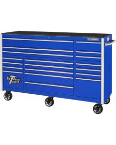 EXTRX722519RCBLCR-X image(0) - Extreme Tools&reg; RX Series 72in W x 25in D 19-Drawer Triple Bank Roller Cabinet  150 lb. Slides  Blue w Chrome Drawer Pulls