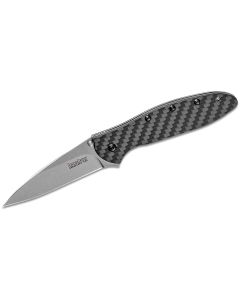 KER1660CF image(0) - Kershaw Leek Assisted Open Frame Lock Drop Point Blade EDC Folding Pocket Knife - Carbon Fiber