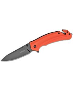 KER8650 image(0) - Kershaw Barricade Assisted Open Liner Lock Drop Point Blade Rescue Folding Pocket Knife - Color Orange