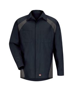 VFISY16ND-LN-3XL image(0) - Workwear Outfitters Men's Long Sleeve Diamond Plate Shirt Navy