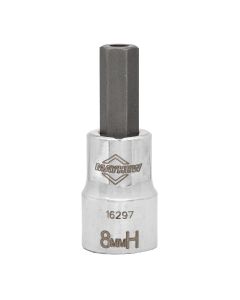 MAY16297 image(0) - Mayhew Mayhew 8 MM Tamper Metric Hex Short Insert Socket Bit, 3/8-Inch Drive