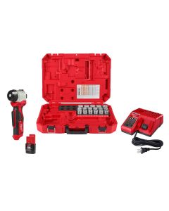 MLW2435CU-21S image(0) - Milwaukee Tool M12 Cable Stripper Kit with 17 Cu THHN / XHHW Bushings